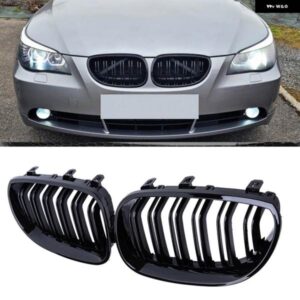 BMW フロントバンパー グリル キドニー レーシング グリル ダブルスラット E60 E61 5シリーズ 2004-2009 グリル グロスブラック オートスタイリング