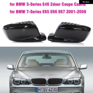 BMW カーボン明黒サイドバックミラー カバー 3 7シリーズ E46 E65 E66 E67 745I 750I 760LI 730LI