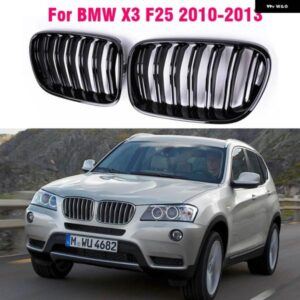 BMW 1ペア フロントキドニーグリル マット グロスブラック X3 F25 2010-13 交換 レーシング バンパー スタイリング