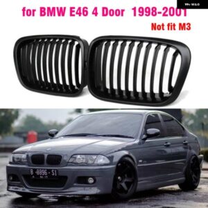 BMW グロスブラック フロントキドニーグリル スラットスタイルグリル 用 E46 4ドア35796カースタイリング