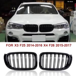BMW F25 グリル デュアルラインフロント交換キドニーグリル グロスブラック X3 F25 2014-2016 X4 F26 2015-2017