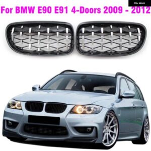 BMW 光沢ブラッククロームダイヤモンドメテオスタイルグリル 3シリーズ E90 E91 4 ドア LCI フェイスリフト 2009-2012 51137201969