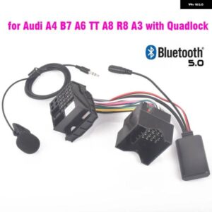 アウディ A4 B7 2005-2008 TTS TT A8 R8 A3 QUADLOCK ラジオ ハーネスプラグ マイクハンズフリー BLUETOOTH 5.0 AUX アダプタ ー付き