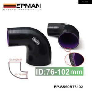 BMW 3インチ -4インチ 76MM -102MM 4層 シリコン 90度エルボ減速ホース ブラック E36 EP-SS90R76102