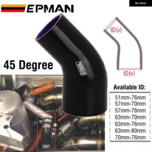BMW 2インチ -2.5インチ 4層 シリコン 45度エルボー減速ホース ブラック E36 M3/325I 51-76/57-70/57-76/63-76MM EP-SS45R