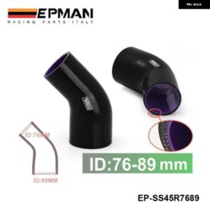 BMW 3インチ -3.5インチ 76MM -89MM 3層 シリコン 45度エルボー減速ホース ブラック E39 5シリーズフェイスリフト 2000-2003 EP-SS45R7689