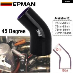 BMW 3インチ -4インチ 4層 シリコン 45度エルボー減速ホース 黒 E36 325 328 M3 70-80/76-83/76-89/76-102MM EP-SS45R76102
