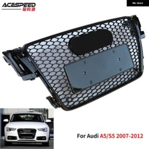 アウディ 六角メッシュ レーシング グリル RS5 スタイルグリルフロントバンパー フードカバー A5 S5 B8 2007-2012 フェイスリフト前 ABS