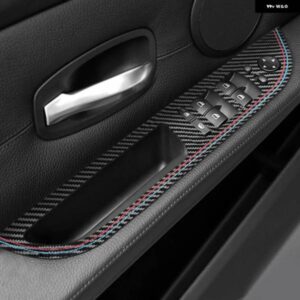 BMW E60シリーズ 5 2008-2010 カーボン インテリア トリム 窓リフトボタン パネル 装飾 パフォーマンス ステッカー ACCESSORIE