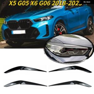 BMW X5 G05 X6 G06 2018 2019-2021 2022 フロント ヘッドライト まぶた アイブロウ トリム カーボン/ABS プラスチック