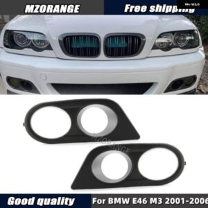 BMW フォグライト カバー E46 M3 2001-2006 ブラック フォグランプ グリルフロント ヘッドライト フレームサラウンドエアダクトフードカー