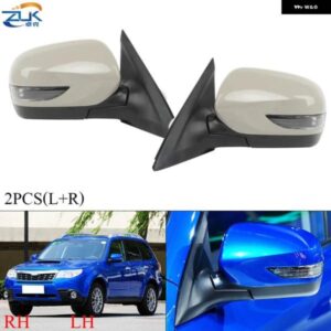 スバル 2個 外側バックミラー リアビューミラー ASSY フォレスター 2011 2012 LED ライト + 加熱 + 自動折りたたみ 9ピ