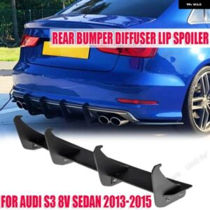 アウディ 4 フィン リアバンパー バランスディフューザーリアサイドスプリッター スポイラー リップ S3 8V セダン 2013-16 ABS