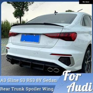 アウディ 光沢ブラック/カーボンルック A3 SLINE S3 RS3 8Y セダン 2021-23 リア スポイラー ウイング トランク リップテール トランク スポイラー