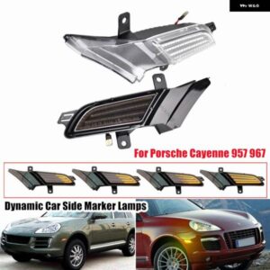 ポルシェ 2個 ダイナミックアンバー LED サイドマーカー ライト カイエン 957 967世代 2007-2010 ウィンカーランプ車ウインカー