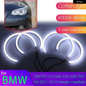 BMW エンジェルアイズ キット 6000L コットンホワイトリングライト E60 E61 LCI 528I 530I 535I 550I M5 2007-2010 ハロゲン ヘッドライト
