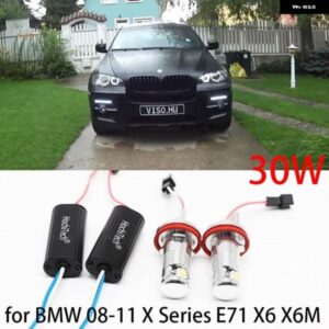 BMW 2 年 ホワイト H8 フリーエラー 30ワット 2000LM LED マーカー 電球 2008-2011 Xシリーズ E71 X6 X6M エンジェルアイズ ライト