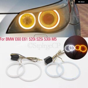 BMW SMD LED エンジェルアイ白と黄色 DRL キット E60 E61 520I 525I 530I 540I 545I 550I M5 PRE LCI 2003 2004-2007