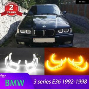 BMW DTM エンジェルアイ LED E36 3シリーズ ユーロ ヘッドライト 1992-1998 DRL M4 ホワイトライトキット アクセサリー