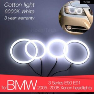 BMW 3 年 LED エンジェル アイ キット コットン ホワイト リング 3シリーズ E90 E91 2005-2008 キセノン ヘッドライト