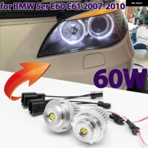 BMW LED エンジェルアイリングライト自動ライト 6000K 5シリーズ E60 E61 LCI ハロゲン ヘッドライト 545I 550I 535I 530I 520I 07-10
