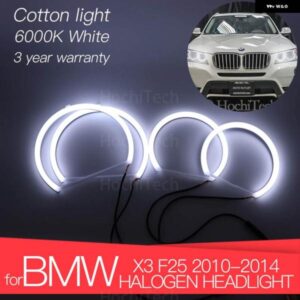 BMW 3 年 LED エンジェル アイ キット コットン ホワイト リング X3 F25 2010-2014 ハロゲン ヘッドライト