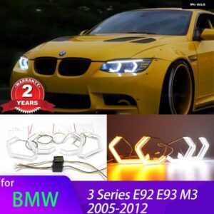 BMW M4 スイッチバック ウインカー ライト リング DRL LED エンジェル アイズ キット 3シリーズ E92 E93 M3 2005-2012 ホワイト イエロー