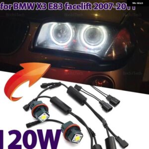 BMW 120W 6000K CANBUS LED エンジェルアイズ マーカー ライト電球ホワイト E83 X3 フェイスリフト 2007/11/01
