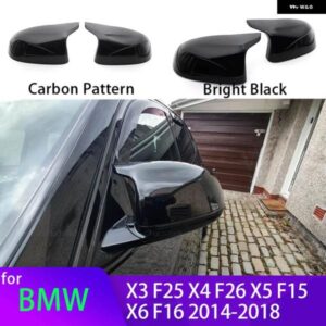 BMW 1ペア カーボンルックブラックバックミラー サイドミラー カバー キャップ F25 X3 F26 X4 F15 X5 F16 X6 14-18 M ルック DIY トリム