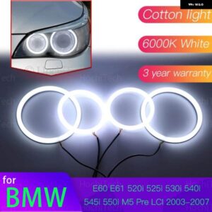 BMW ANGEL EYES キット 6000L コットンホワイトリングライト E60 E61 520I 525I 530I 540I 545I 550I M5 PRE LCI 2003-2007