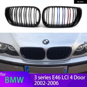BMW 1ペア M カラー/ グロスブラック フロントバンパー キドニーグリル 3シリーズ E46 セダンツーリングフェイスリフト 02-06