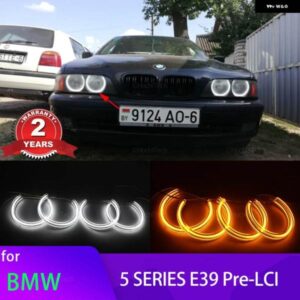 BMW スイッチバック ライト リング DRL LED エンジェル アイ キット 5シリーズ E39 フェイスリフト前 525I 528I 530I 540I 1997-2000 ホワイト イエロー