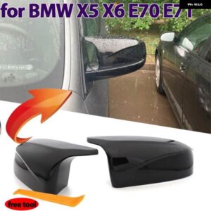 BMW カーボンルックブラックサイドミラー カバー 交換 X5 E70 X6 E71 2008-2013 DIY アクセサリーオーバーレイ