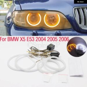 BMW SMD LED エンジェルアイ白と黄色 DRL キット X5 E53 フェイスリフト 2004 2005 2006