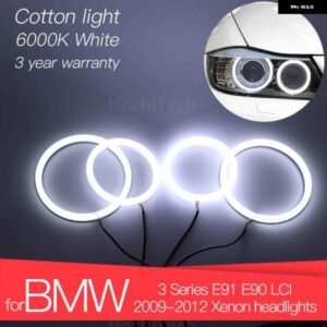 BMW 3 年 LED エンジェル アイ キット コットン ホワイト リング 3シリーズ E91 E90 LCI 2009-2012 キセノン ヘッドライト