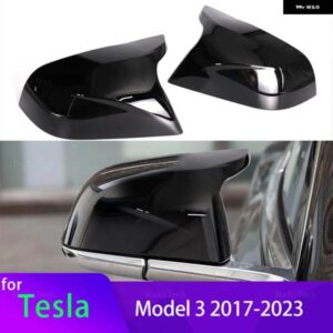 テスラ バックミラー サイドウイングミラー カバー カーボンパターンブラック交換用モデル 3 MODEL3 M3 2017-2023 グロスブラック
