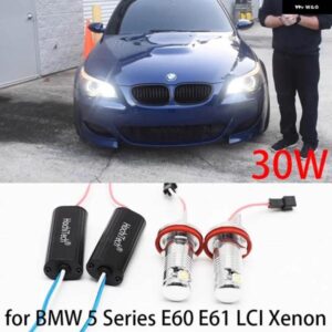 BMW ホワイト H8 フリーエラー 30ワット 2000LM LED マーカー 電球 2008-2010 5シリーズ E60 E61 LCI キセノン ヘッドライト エンジェルアイズ ライト