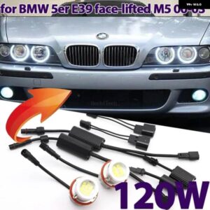 BMW エンジェルアイハローリングマーカー サイドライト LED 電球ランプ 5シリーズ E39 M5 フェイスリフト 525I 528I 530I 535I 00-03