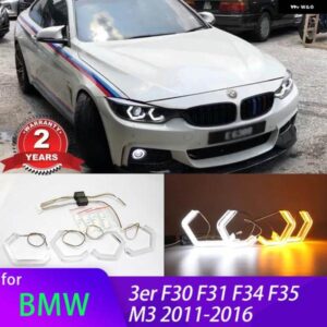 BMW M4 スイッチバック ウィンカーライト リング DRL LED エンジェルアイズ キット 3シリーズ F30 F31 F34 F35 M3 2011-2016