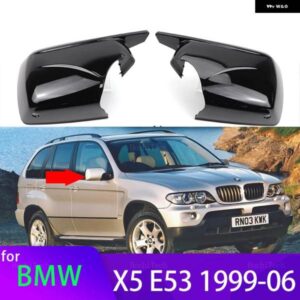 BMW 2024 M ルック ミラー カバー X5 E53 1999-2006 交換用バックミラー ケース カバー ブライト ブラック ツール付き