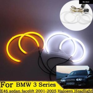 BMW 131MM + 146MM スイッチバック LED エンジェルアイリングキット 3シリーズ E46 セダンフェイスリフト 2001-2005 ハロゲン ヘッドライト