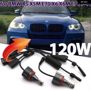 BMW 120ワット 6000 18K ホワイト H8 LED 車 エンジェルアイズ マーカー ライト電球 X5 X5M E70 X6 X6M E71 E72 2007-2011
