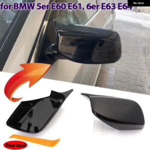 BMW カーボンルックブラックサイドミラー カバー 交換用 5シリーズ E60 E61 E63 E64 2004-2008 520I 525I 528I 528XI 530I