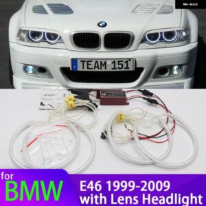 BMW 4個 CCFL エンジェルアイキット ウォームホワイトリング ヘッドランプ 3シリーズ E46 316I 318I 320I 323I 325I 328I HID ヘッドライト 1990-00