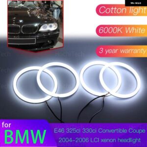 BMW エンジェルアイズ キット 6000L コットンホワイトリングライト E46 325CI 330CI コンバーチブルクーペ 2004 2005 2006 LCI キセノン ヘッドライト