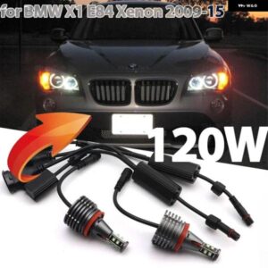 BMW 120ワット 6000 18K ホワイト H8 CANBUS LED エンジェルアイズ マーカー ライト電球ホワイト X1 E84 キセノン ヘッドライト 2009-2015