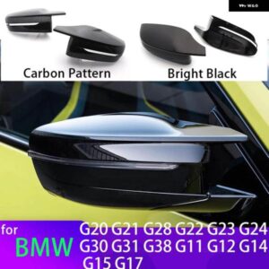BMW M4 ルックカーボンルックブラックサイドミラー カバー キャップ 3 4 5 7 8シリーズ G20 G21 G28 320D 330I G30 G38 G11 G12 G15 G16