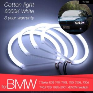BMW エンジェルアイズ キット コットンホワイトリング 7シリーズ E38 740I 740IL 750I 750IL 730D 740D 728I 1995-2001 キセノン ヘッドライト