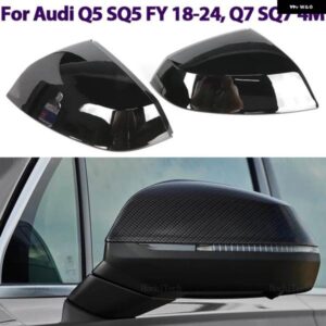 アウディ カーボンブラック交換用バックミラー サイドミラー カバー キャップ Q5 SQ5 2018-2024 年度 Q7 SQ7 4M 2016-2024