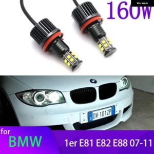 BMW 160ワット 白色 LED エンジェルアイリングマーカー サイドライト白色 LED 電球 ヘッドライト 1シリーズ E81 E82 E88 2007-2011